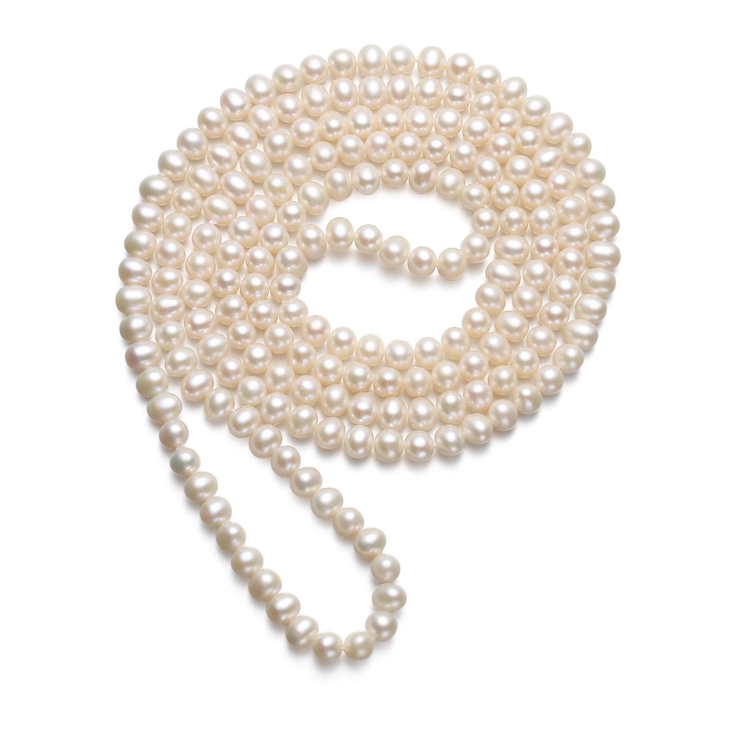 VIKI LYNN Long Pearl Necklace 6-7mm AAA Quality Freshwater Cultured Pearl Jewelry for Women