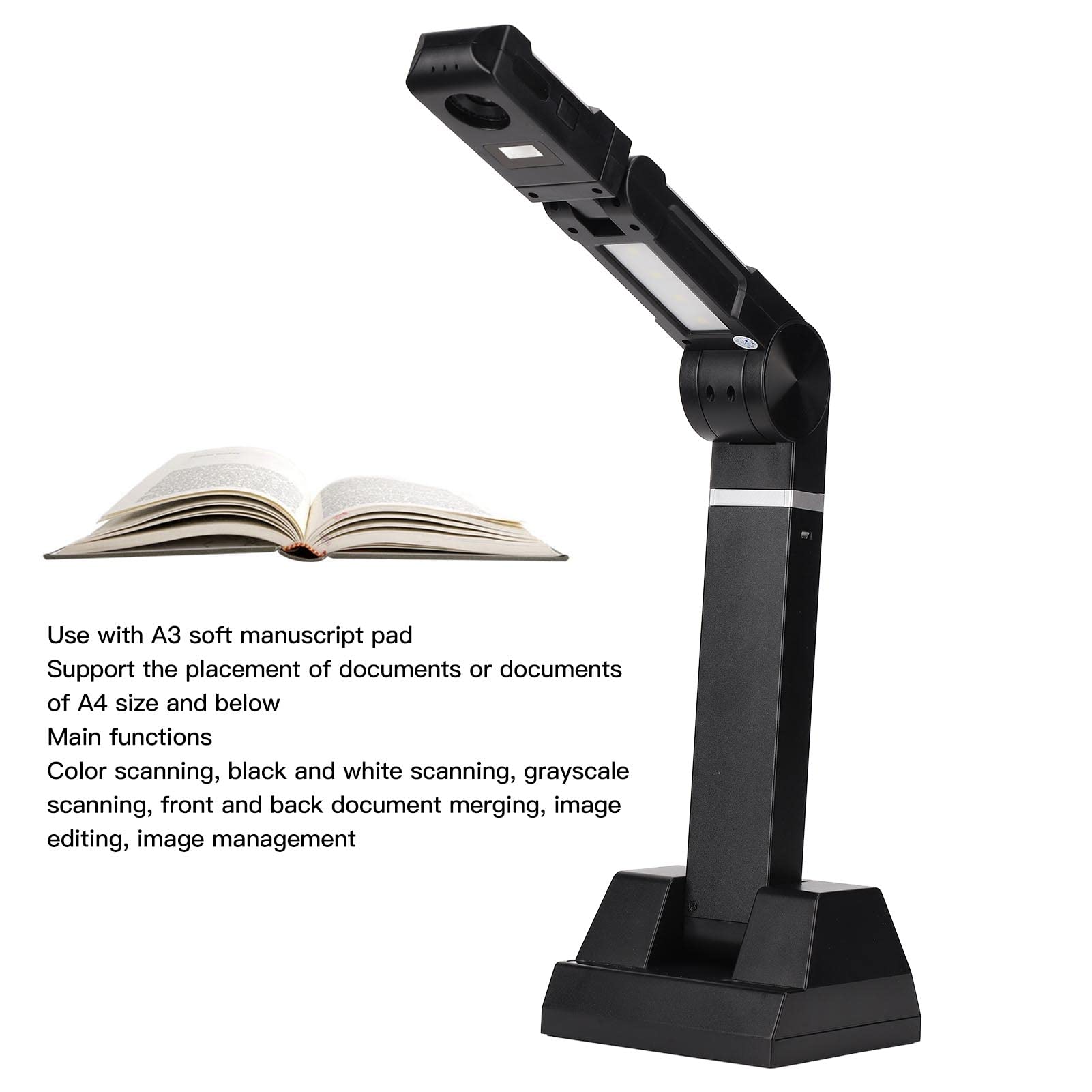 ASHATA Scanner per Fotocamera per Documenti, Scanner per Documenti Portatile da 8 MP con Riconoscimento Multilingua OCR, Scanner per Documenti Smart USB, per Insegnanti, Avvocati, Amministrazione