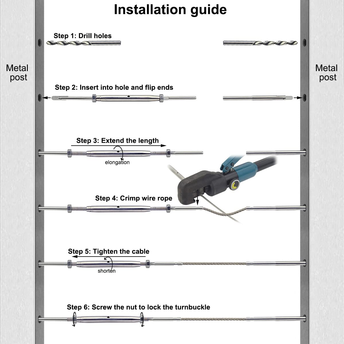 Stainless Steel Cable Railing Hardware Kit -5