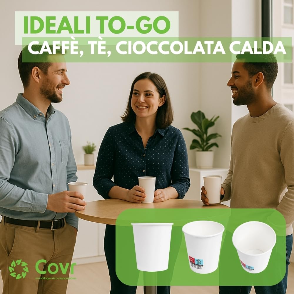 COVR Bicchieri in Carta Bianchi (25 cl - 8 oz / 1000 unità)
