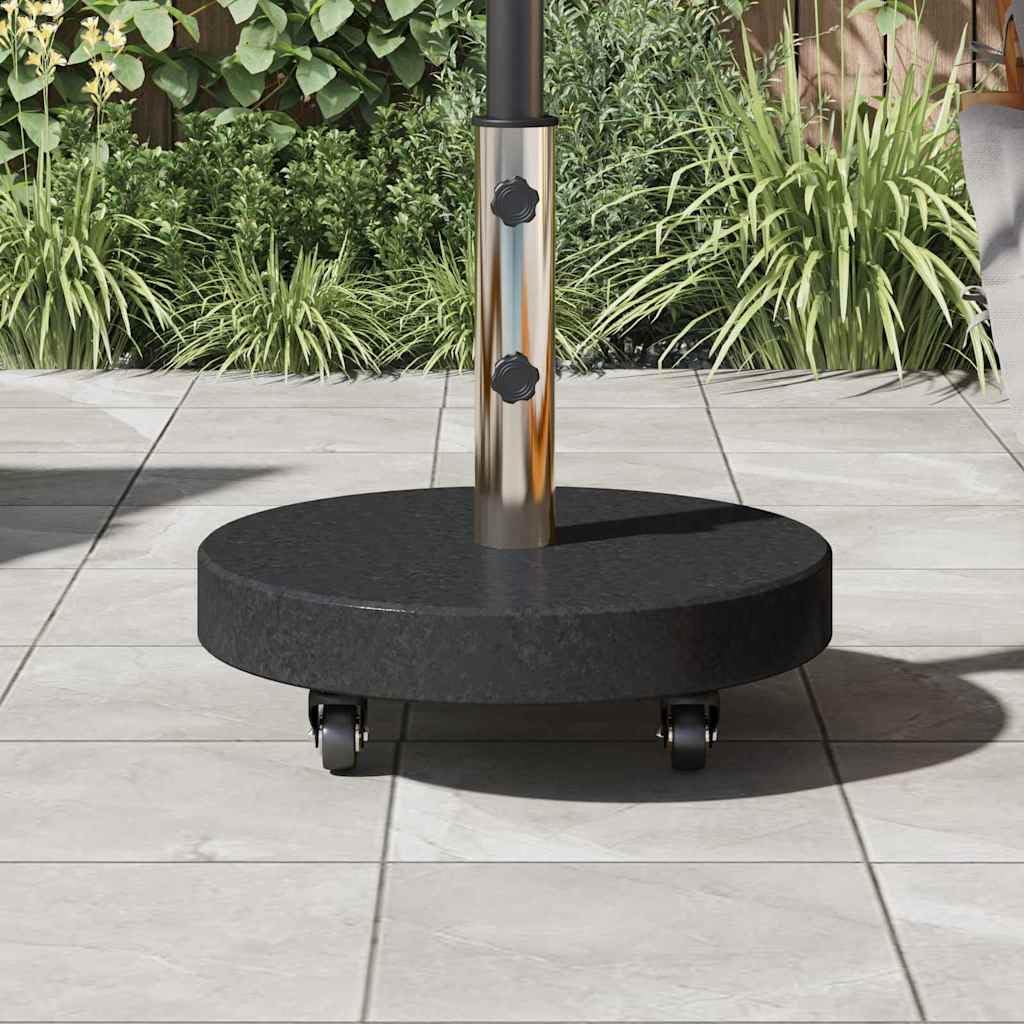 Supporto per ombrellone da 30 kg, nero, in granito e acciaio inox, rotondo, arrotolabile, per balcone, terrazza, giardino, patio, base per ombrellone da mercato e ombrellone, resistente alle