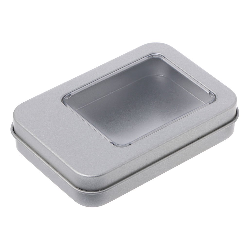 ZBIianxer Rectangular Tinplate Storage Box Tin Silver for Case Organizer for Small Paper Note Card Craft Organization Bottle Spray Organizer Basket Rack Tank Container Airtight Glass Dispenser