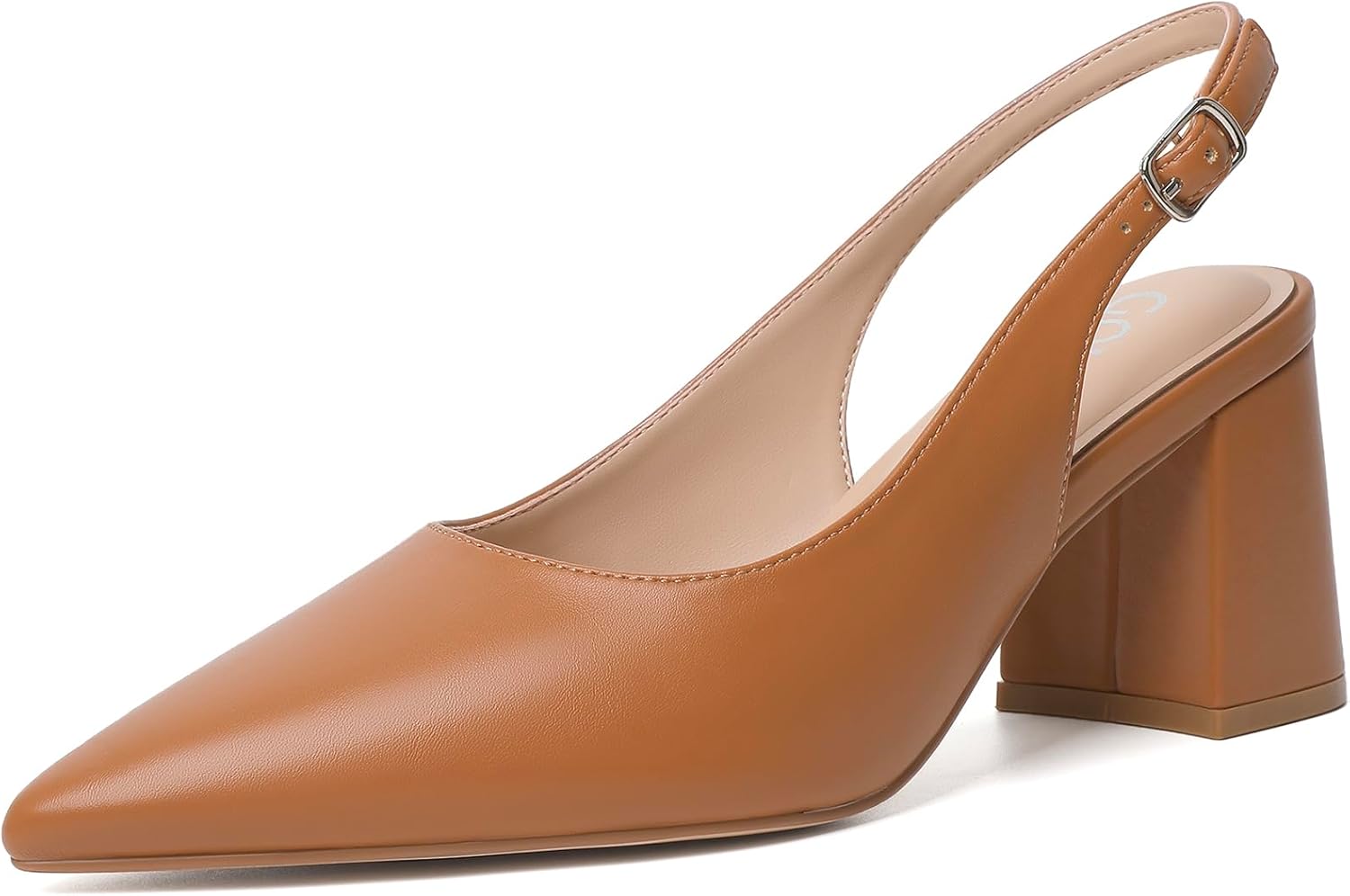 Mostrin Block Slingback Heels for Women Pointed Closed Toe Chunky Heels Office Work Shoes Women's Pumps for Business Casual
