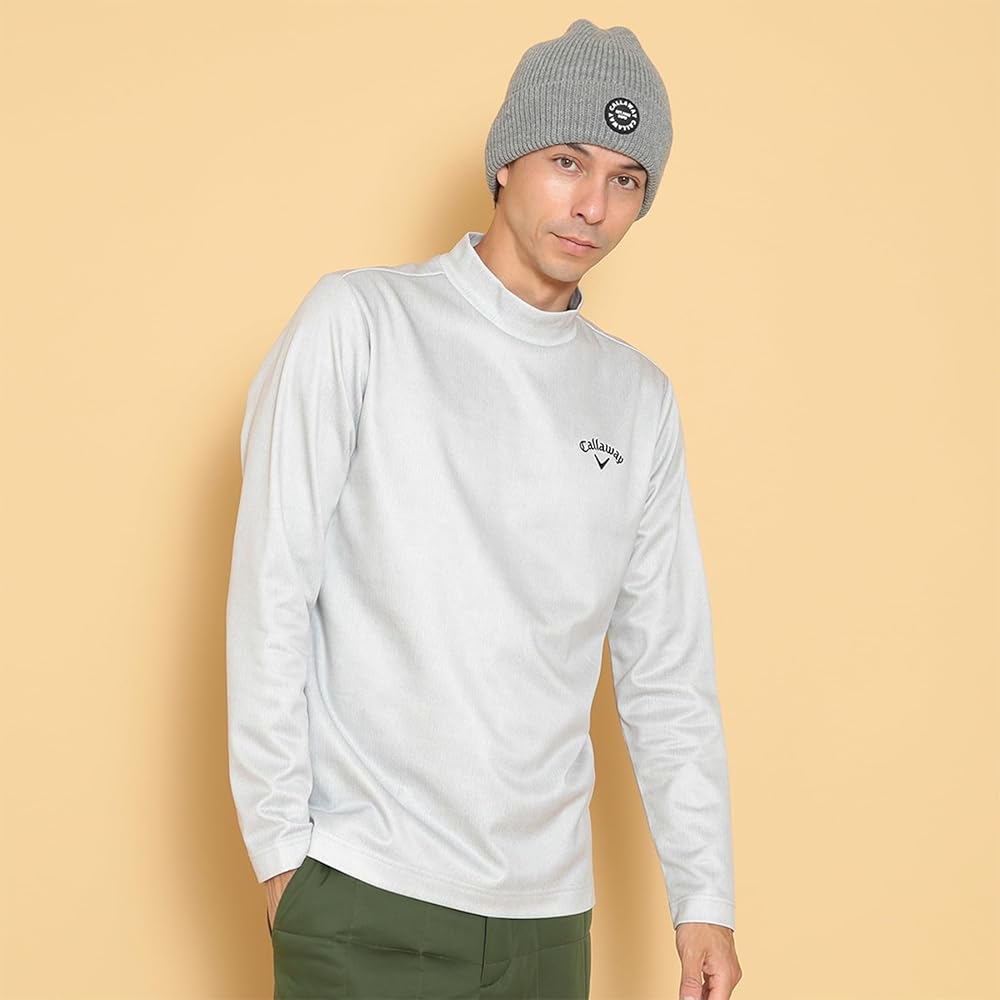 新品 キャロウェイ 長袖モックネック フリース 極暖 ホワイト Mサイズ Callaway Apparel［キャロウェイアパレル］エンボスロゴ