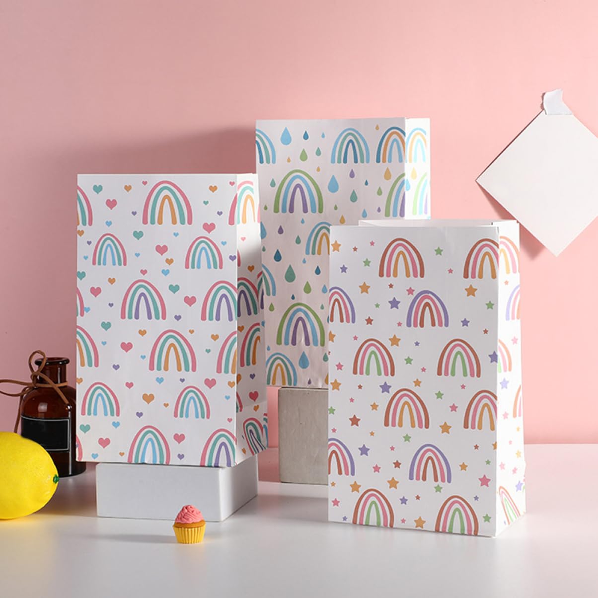 PACKOVE 4 Sätze Quadratbeutel Party Versiegelbar Tasche Kordelstring Hochzeit Packsäcke Geschenkverpackungstüten Papier 30 Stück * 4
