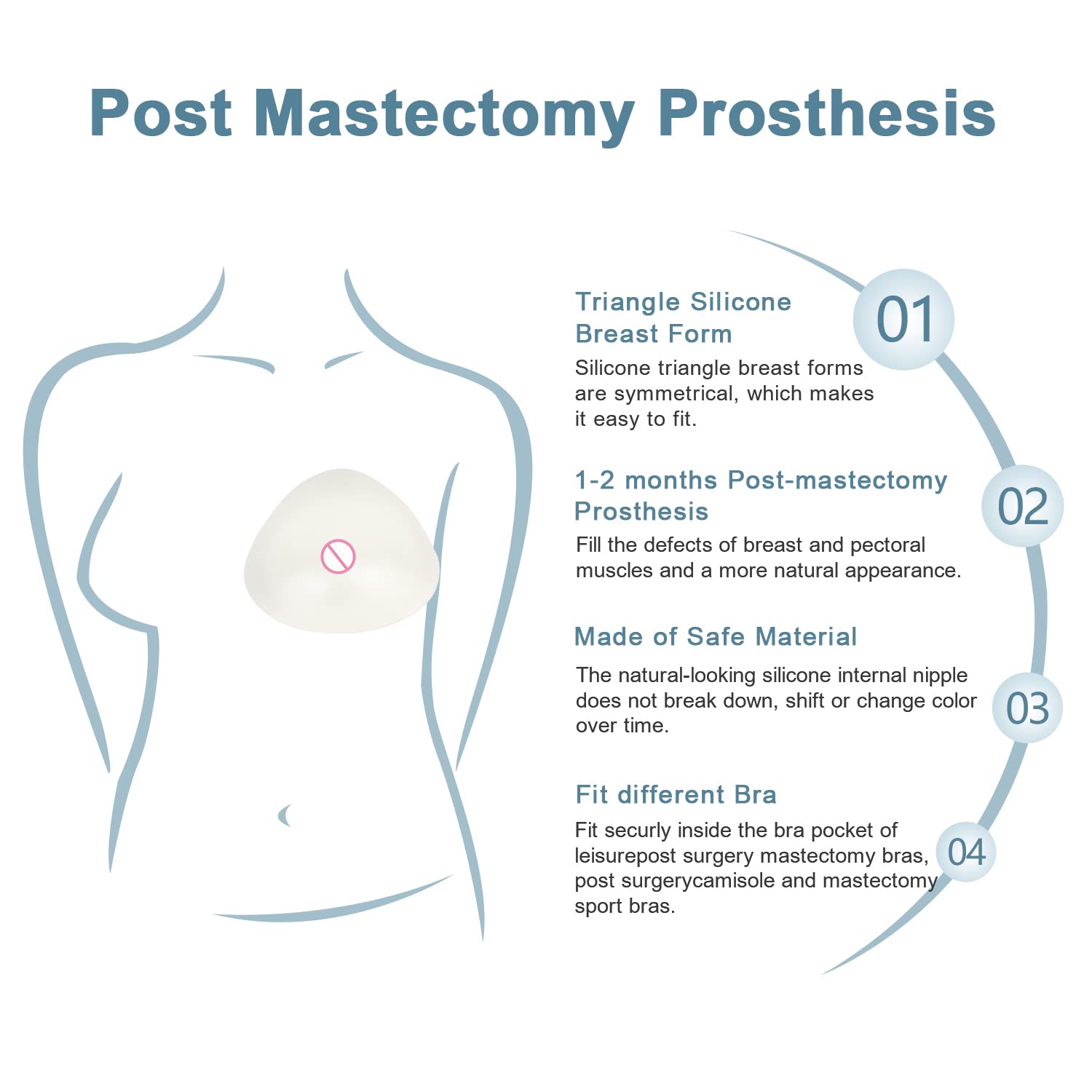 Mastektomie Silikon Prothese für Frauen,Triangle Brustform Konkave Prothesen Silikonbrüste BH Pad Enhancer Einlagen Cup C(1 Stück)