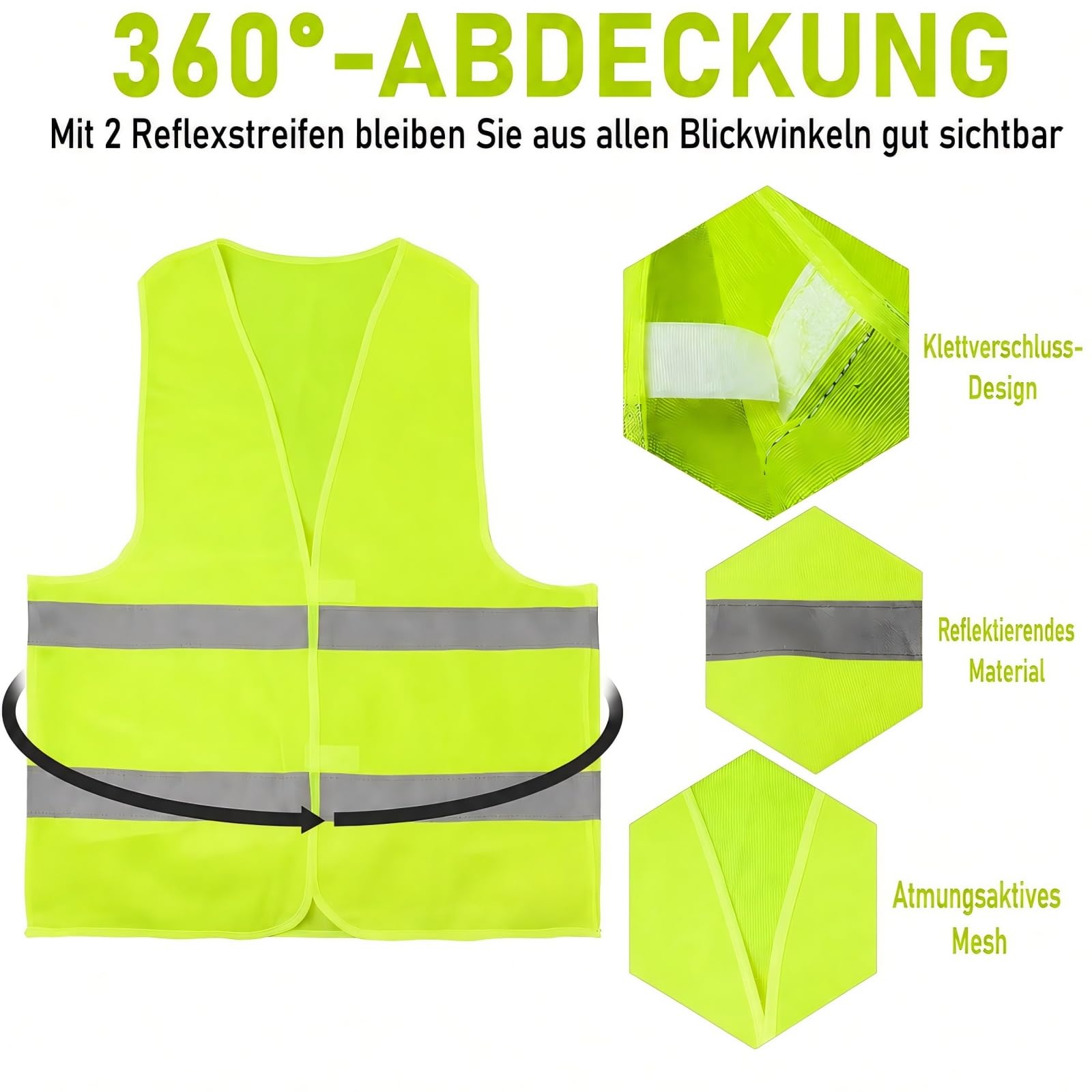 40 Stück Warnwesten in Gelb, Reflektierende Sicherheitswesten für Damen und Herren, Hi Vis Westen für Erwachsene, Signalweste für Baustelle, Verkehr, Arbeit, Radfahren und Joggen