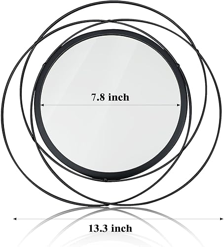 Miniatura 7 de Cityelf Juego de 2 espejos circulares negros de 33.7 cm, marco de hierro, decoración de pared del hogar, espejos redondos colgantes para sala de
