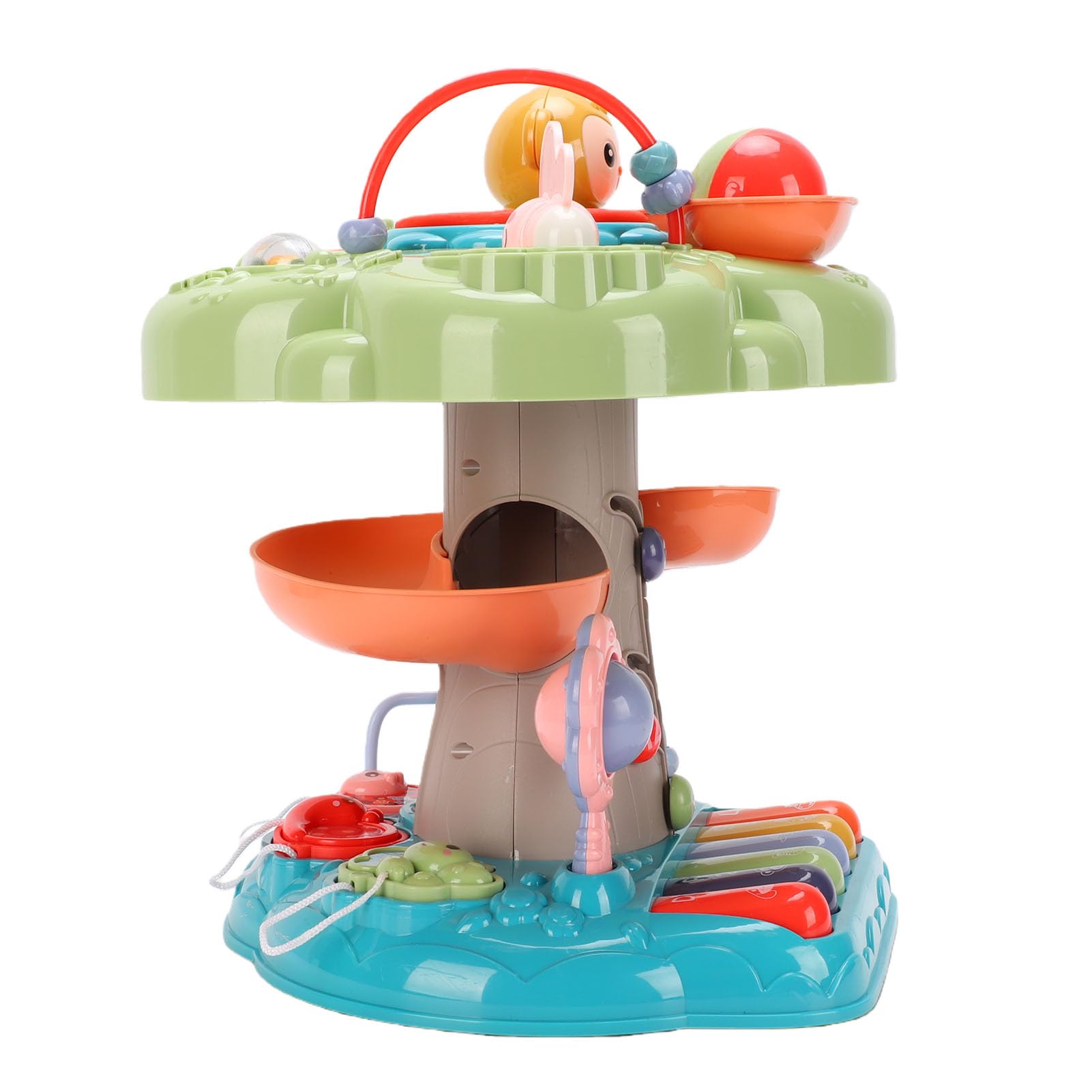 Bewinner Musikalisches Baumhaus für Kleinkinder, Pädagogisches Lernspielzeug mit Lichtgeräuschen, Handtrommel, Perlen, Zahnräder, Aktivitätsspielzeug für die Sensorische Entwicklung des Babys für und