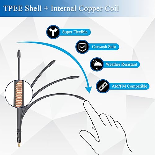 Miniatura 5 de Antena corta de 13 pulgadas para Jeep JK JKU JL JT 4XE 2007-2023, nueva antena flexible en espiral de repuesto para Jeep JK JKU JL JT 4XE