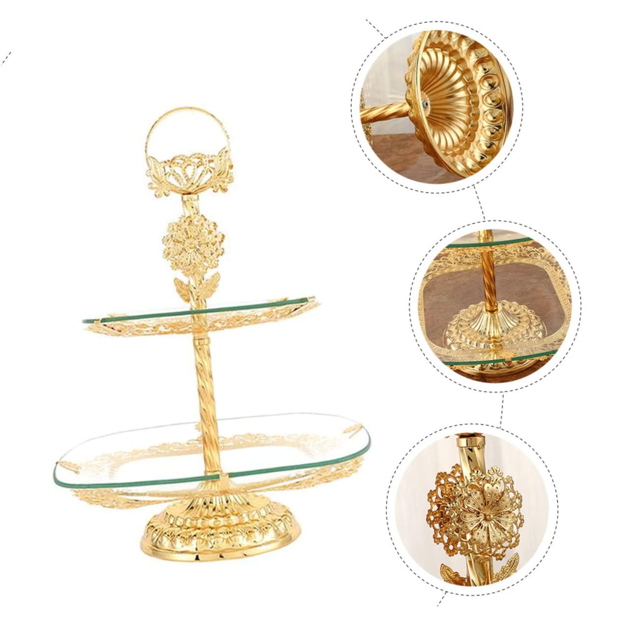 Serviertablett, europäischer Stil, Obstteller, Metalltablett, Glas, Obstschale, Essenstablett, Obst-Lebensmittelheber, Kuchen-Dessert-Ausstellungsständer, Glasschale, Snacks, Teller, Trockenobst-Table