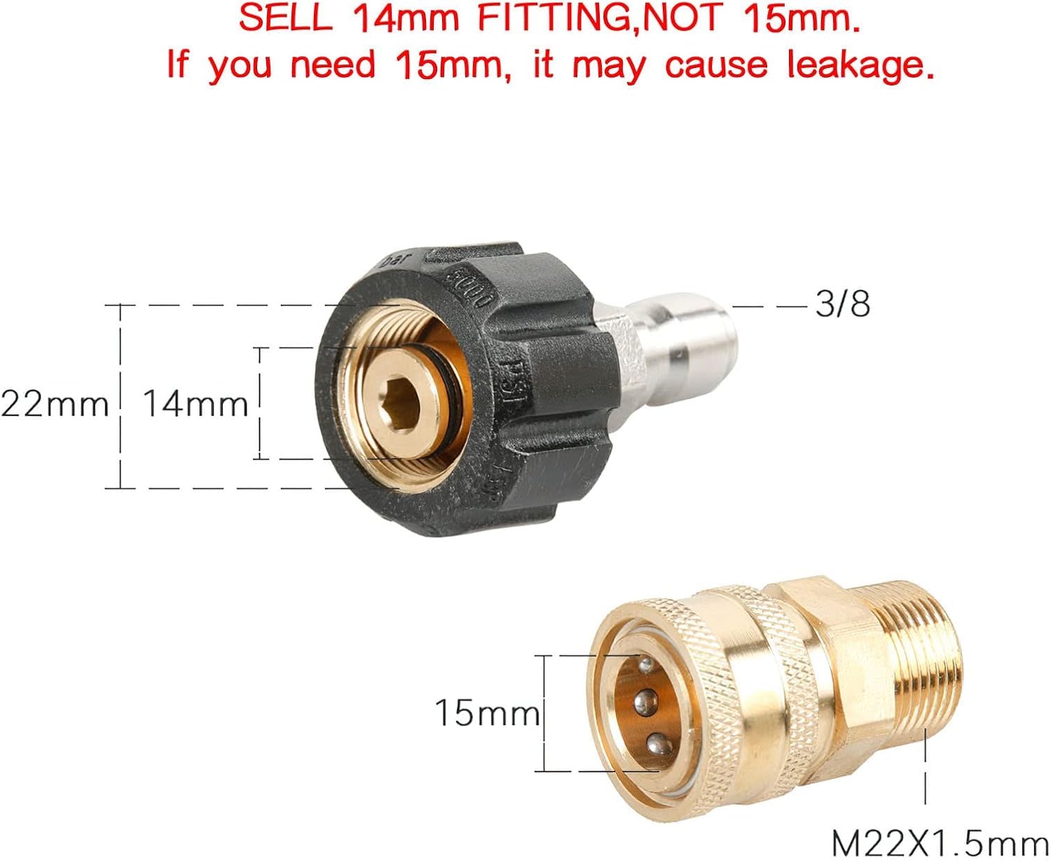 Set di 8 adattatori per idropulitrice a sgancio rapido, kit adattatore M22 girevole a 3/8 '' Quick Connect 3/4" a sgancio rapido