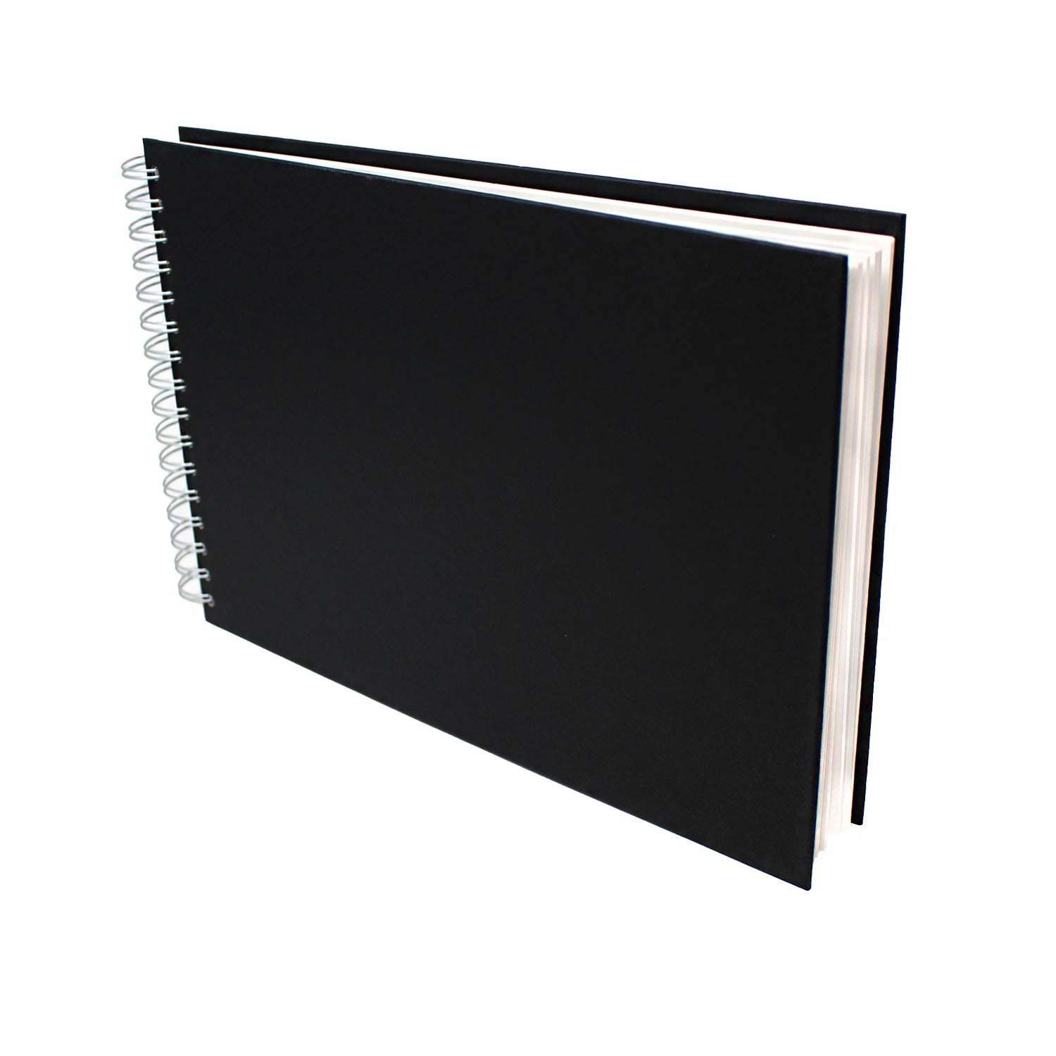 Artway Studio - Spiral Bound A4 Watercolour Sketchbook - Landscape - 48 Sides / 24 Pages - 300gsm (35% Cotton) - Hardback, Black
