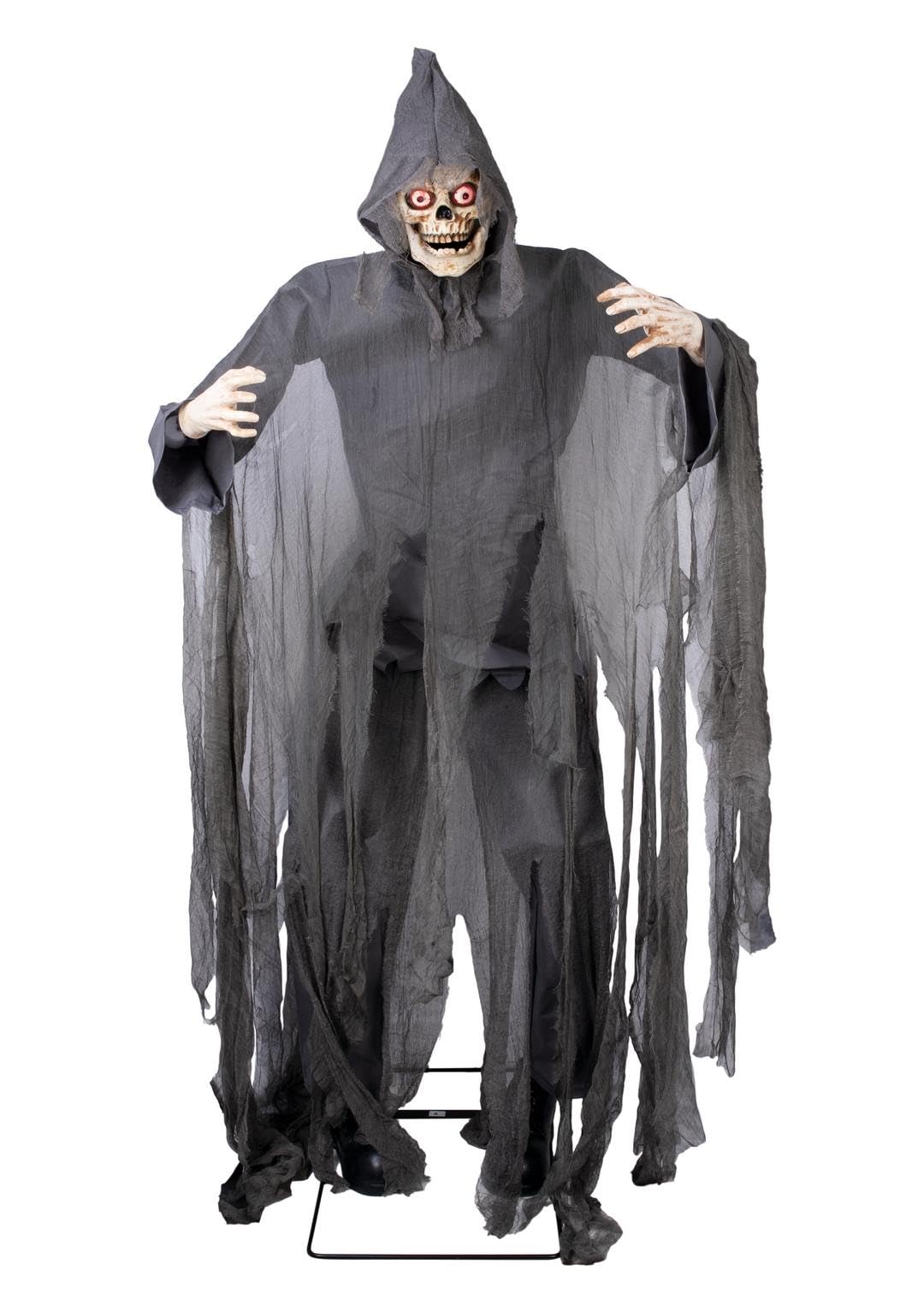 P'TIT CLOWN - 22335 - Automate Squelette Géant Halloween 180 cm - Animatronique Halloween Animatronic - Décoration Animée, Sonore et Lumineuse avec Détecteur de Présence - Alimentation Secteur
