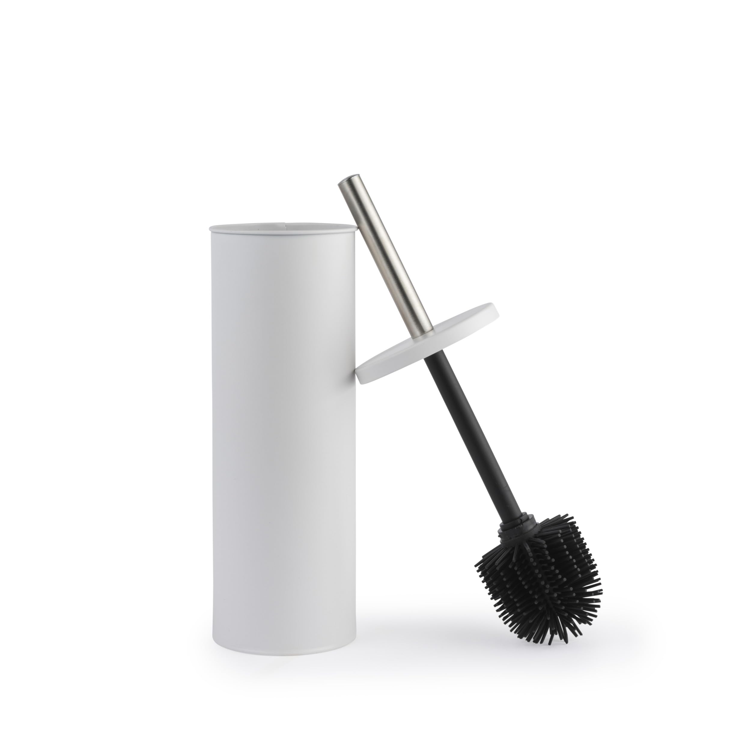 Beldray Scopino e portascopino per WC, trattamento antibatterico, setole in silicone antigraffio, a prova di spruzzi, design discreto, manico lungo, testina igienica facile da pulire, resistente alle