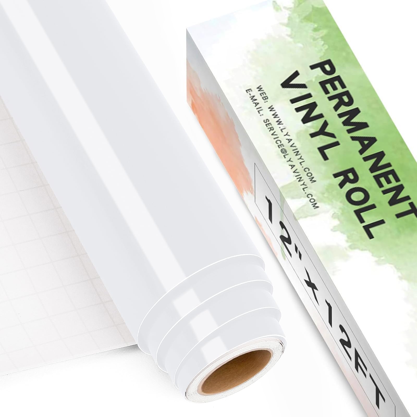Glossy White Permanent Vinyl, 12" x 12 FT Vinyl with Cricut Cutting Machine - Lya Vinyl Glossy White Adhesive Roll for Mug, Cup, Window &amp; Home Decal