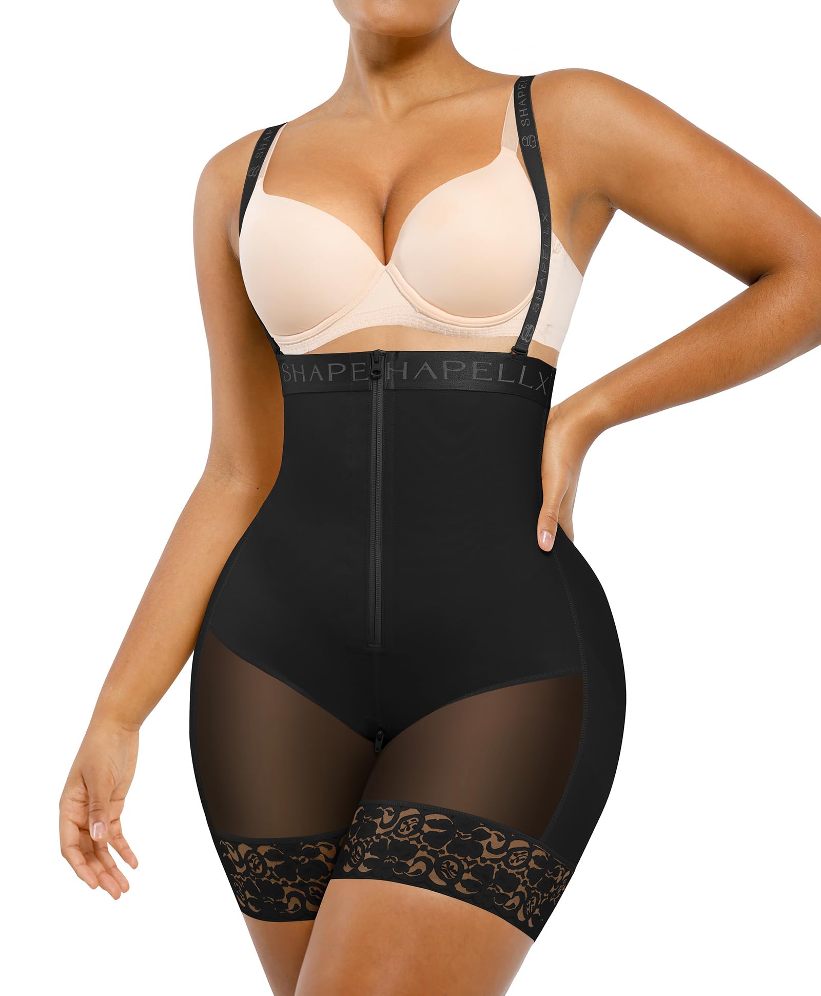 SHAPELLX Fajas Colombianas Shapewear for Women Tummy Control Plus Size Postpartum Body Shaper Butt Lifting Bodysuit