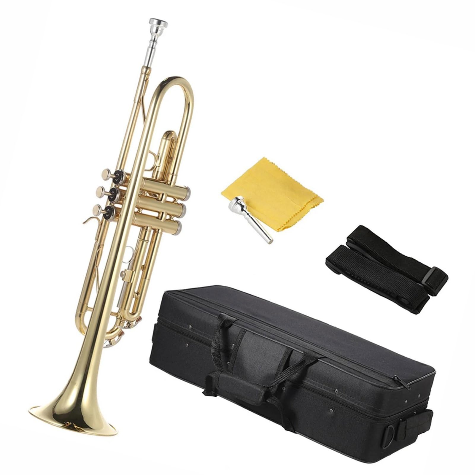 Standard Trąbka Profesjonalna Trąbka Bb B Flat Trwała Mosiężna Złota Malowana Wykwintny Instrument Muzyczny Rękawiczki Pasek Etui