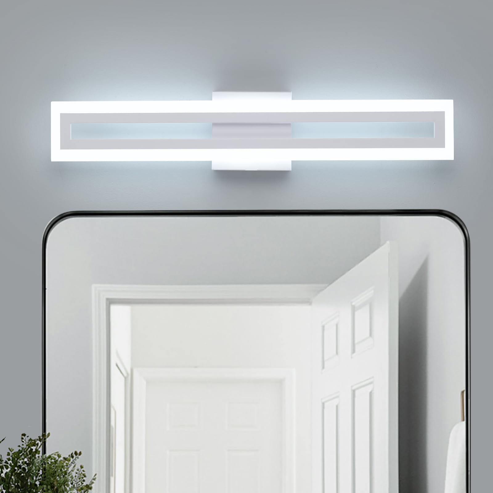 Lampe Miroir Salle de Bain 60CM LED Applique Murale Blanc, 20W Éclairage 2000LM Blanc Froid 6000K, IP44 Étanche Luminaire dessus Lavabo Vanity Light pour Douche Vasque