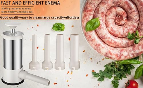 Foto von Lixiin Wurstfüller Manuell, Sausage Stuffer, Manuelle Wurstmaschine, Wurstfüllmaschine, Sausage Maker, Wurstpress mit 4 verschiedene Füllrohre (2.2 L)