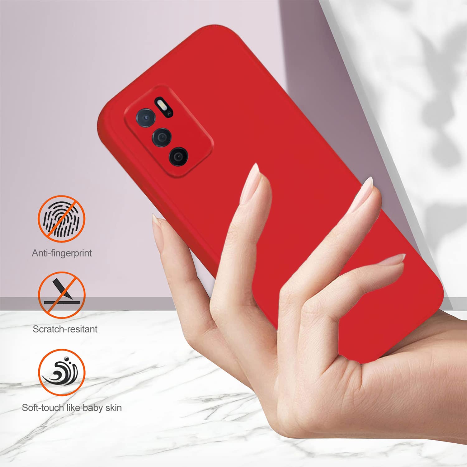 Custodia Morbida In Silicone Per OPPO A54s - Sottile, Opaca, Antimpronta, Colore Rosso