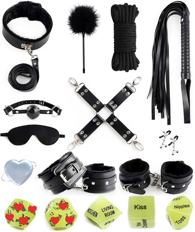 WreGmgg Erotik-Accessoires 15-Teiliges Fessel-Set FüR Handgelenke Und KnöChel Von Paaren, Geschenk FüR Paare – Q