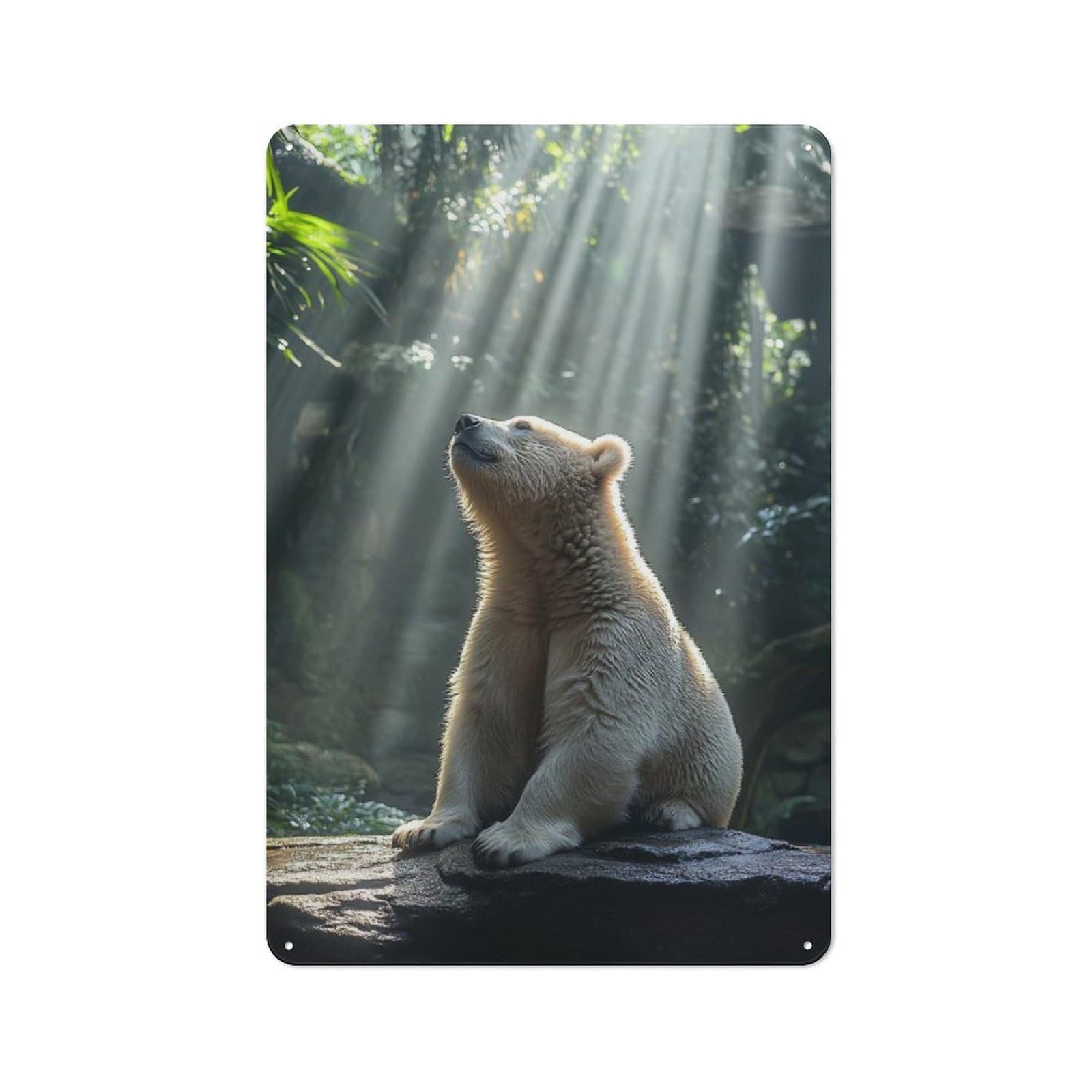 Junmoney Style-4 Classic Vintage Metal Sign 30X20cm Featuring Bear In Sunlight, Home Bar Decor For Cafe, Pub, Workshop Or Home Bar