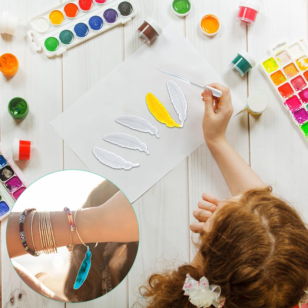 Leopacat Stampo Segnalibri In Silicone A Forma Di Piuma - 5 Pezzi Per Resina, Fai Da Te E Decorazioni - Foto 5