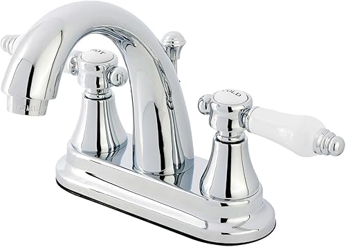 Kingston Brass KS7611BPL Bel-Air - Grifo de baño central de 4 pulgadas, 4-34 pulgadas de alcance de boquilla, cromo pulido