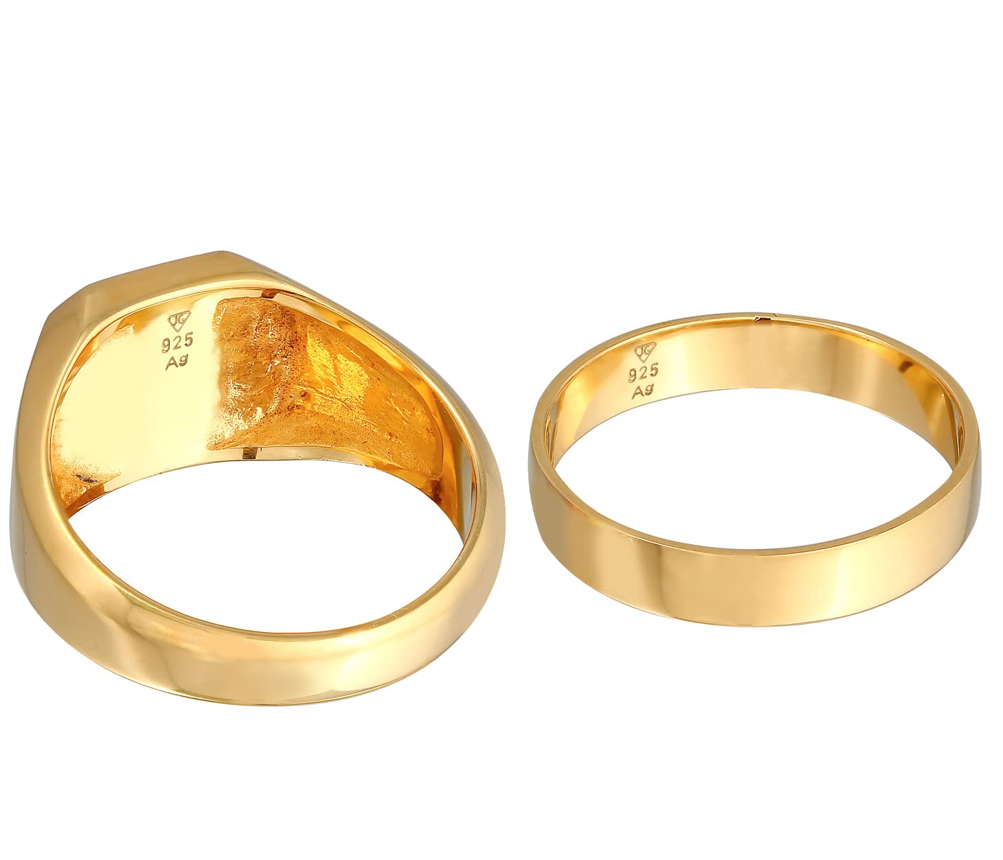 Kuzzoi Anillo de plata de ley 925, 2 anillos de plata de ley 925 para hombre, anillo de oro para hombre, tamaño 60-66, 0606751022