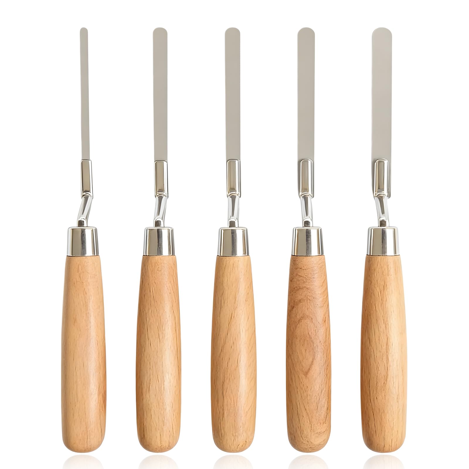 5 Pcs Pointing Trowel Set Stainless Tuck Pointer with Wooden Handle for Pointing Mortar and Tiling DIY Hand Tool