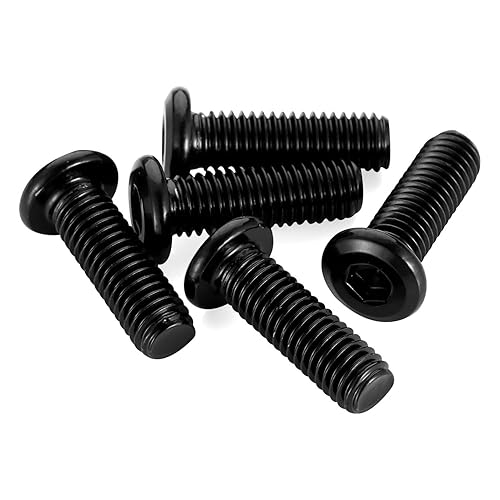 Miniatura 7 de Tornillos Allen de tapa de enchufe negra de 14-20 x 12 pulgadas, pernos de conector de cabeza redonda plana para muebles, acero inoxidable 304,
