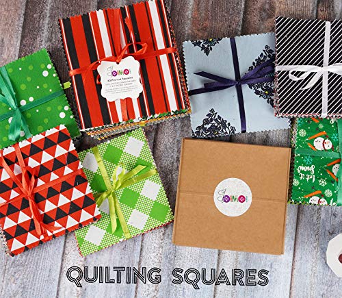 Soimoi Christmas Print Precut 5-Inch Cotton Fabric Quilting Squares Charm Pack Diy Patchwork Sewing Craft- Light Gray #TOP6