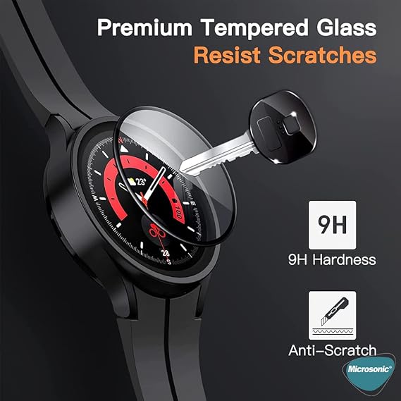 Microsonic Samsung Galaxy Watch 5 Pro 45mm Tam Kaplayan Nano Cam Ekran Koruyucu Siyah [Galaxy Watch 5 Pro 45mm ile Uyumlu Ekran Koruyucu - Siyah]