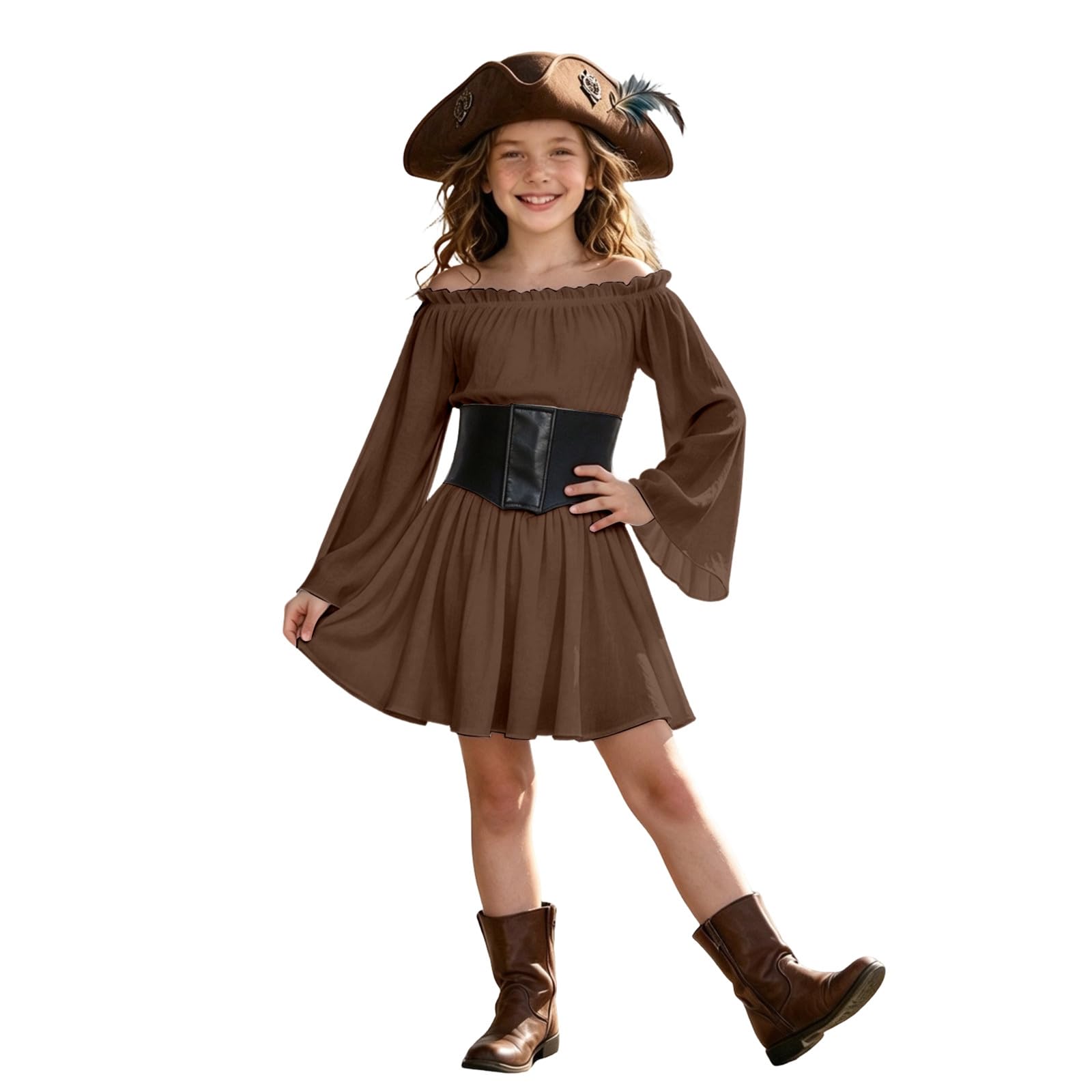 Girls Pirate Costume, Pirate Costume Kids with Pirat Dress and Corset Belt,Halloween Costumes Create Complete Pirat Princess Dress for Child, Perfect Birthdays, Carnivalsand Themed Parties — image 1