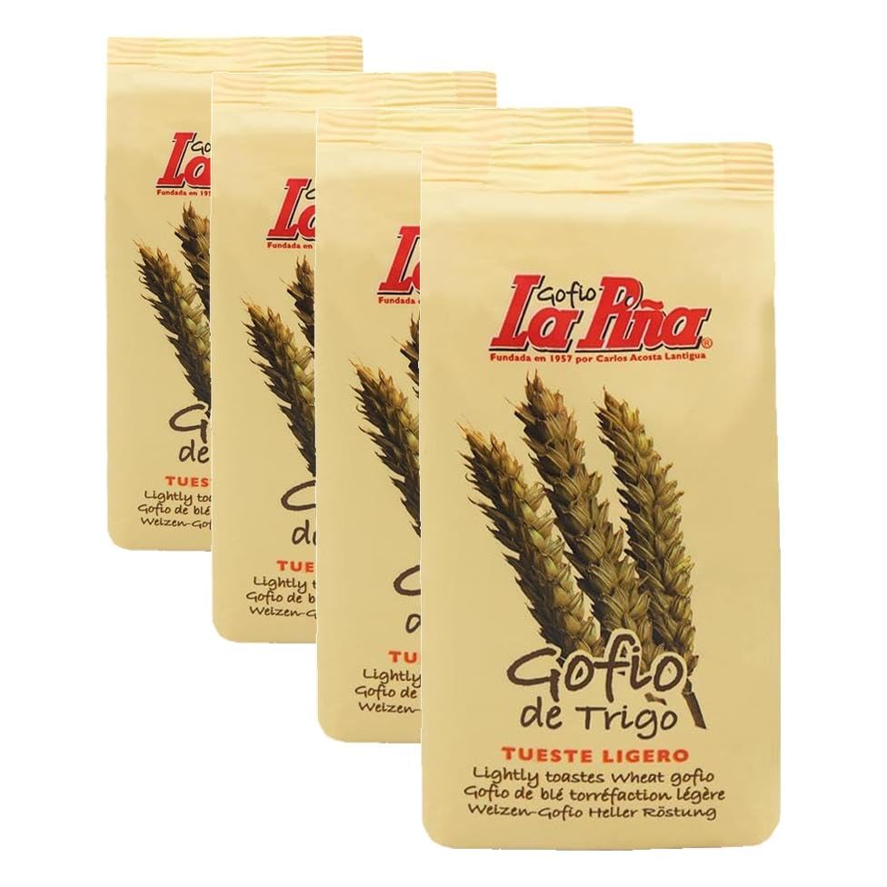 Gofio La Piña - Gofio Trigo 500g | Producto Natural | Fuente de Proteínas Vegetales | Rico en Minerales | Aporte de Energía | Efecto Saciante | Ayuda a Controlar la Glucosa (Paquete de 4)