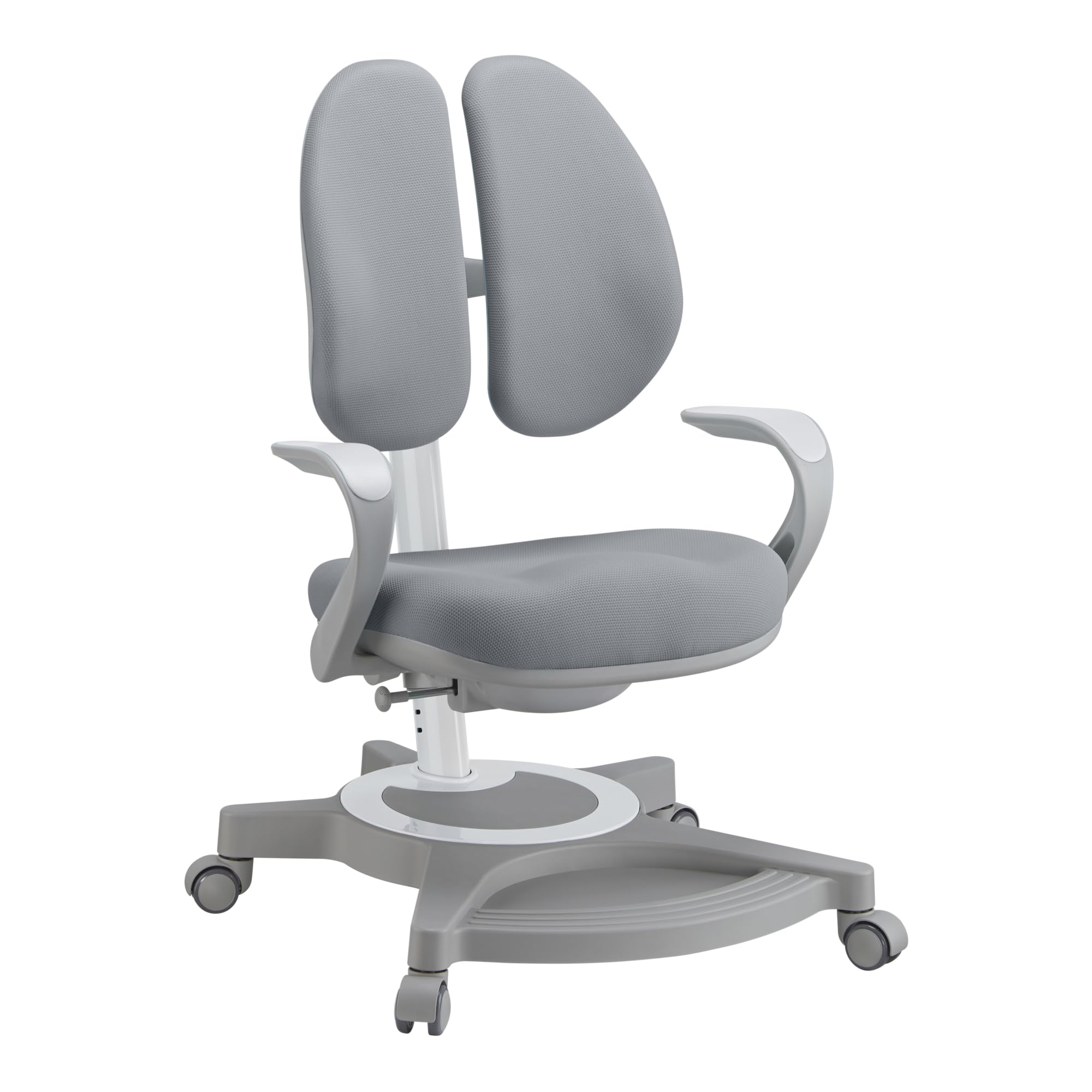 [en.casa] Kinderschreibtischstuhl Partille mit Rollen Kinder Drehstuhl höhenverstellbar Grau ergonomisch Kinderstuhl mitwachsend 99 x 55 x 76 cm