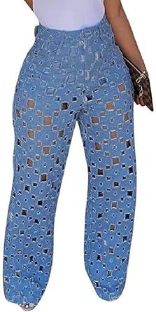 Mid Waist Ripped Holes Hollow Out 