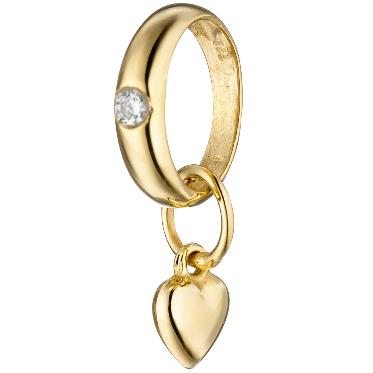 Jobo Kinder-Taufring mit Herz aus 8 Karat 333 Gold mit Zirkonia