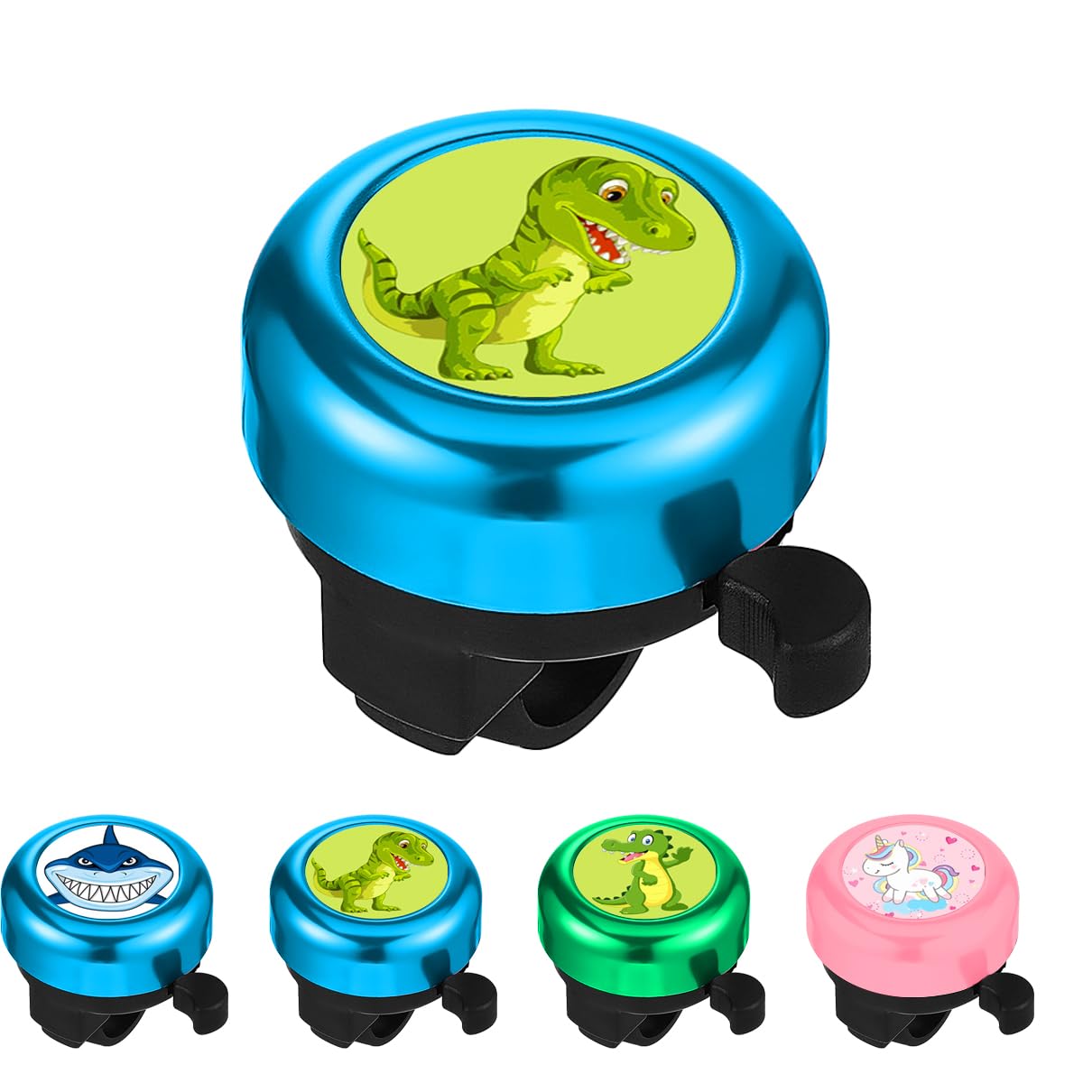Garegce Kids Bike Bell, Cute Bike Horn Bicycle Bell for Boys and Girls with Loud Sound, Universal Cartoon Mini Handlebar Bells for Adults Toddler Bikes, Scooters and Cycling Accessories - Dinosaurs