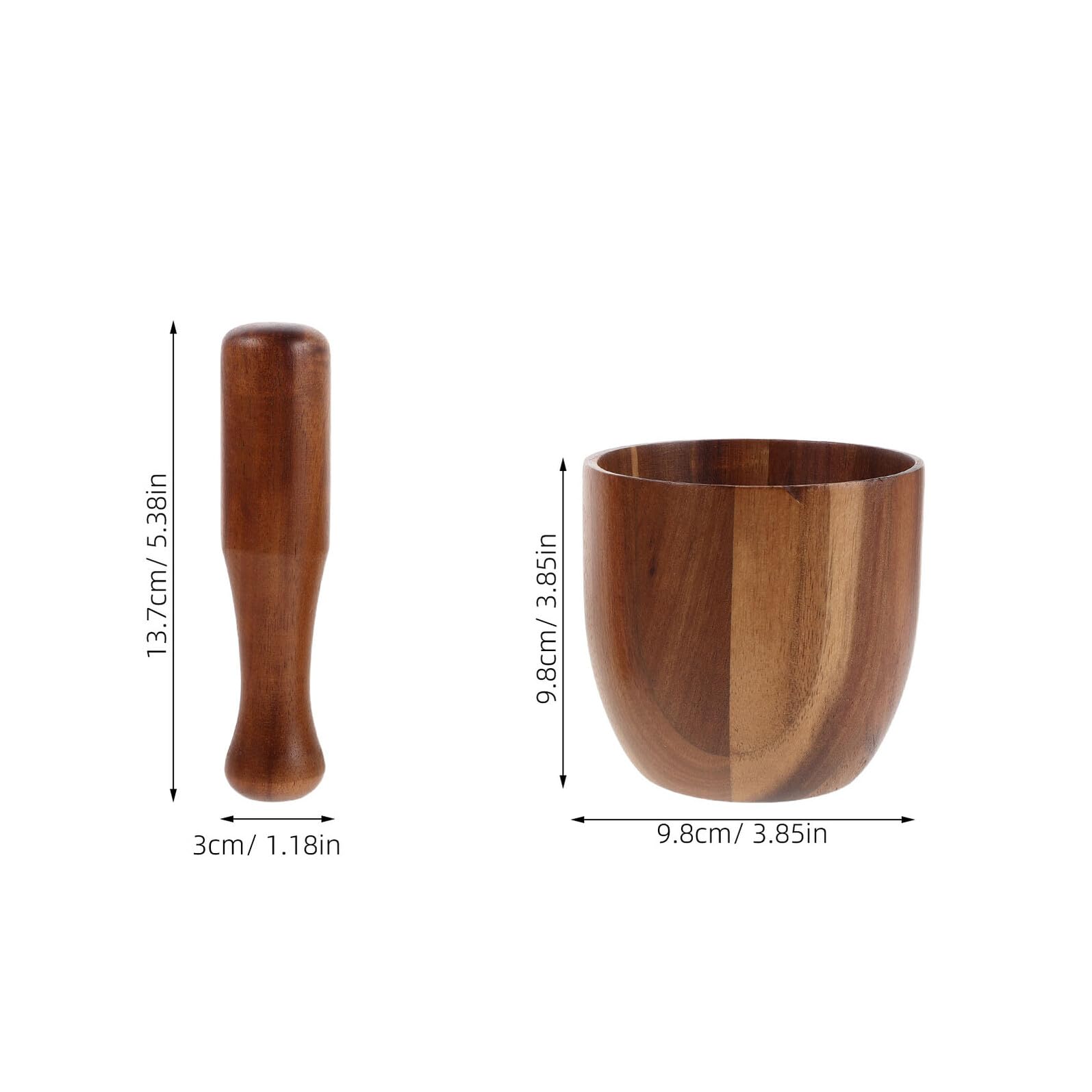 Alipis Tarro de Madera para Moler de Mortero y Mano para Especias Machacador de Madera Mortero y Mano para Moler Ajo