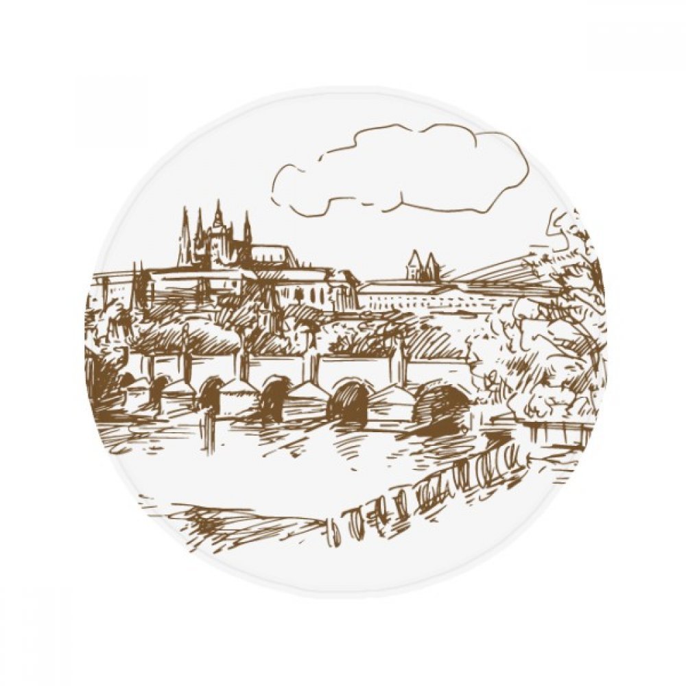 Tapis de bain rond de 50 cm motif Prague, revêtement de sol antidérapant multicolore