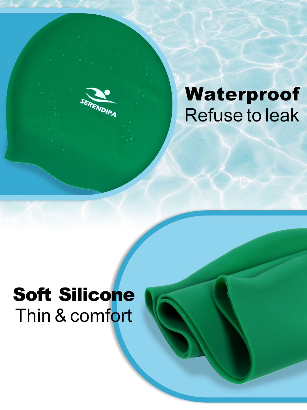 Extra große Badekappe für langes Haar, Dreadlocks, Weben, Haarverlängerungen, Zöpfe, Locken und Afros, wasserdichte Silikon-Badekappe für Damen und Herren, bequem für Pool, Strand und Training