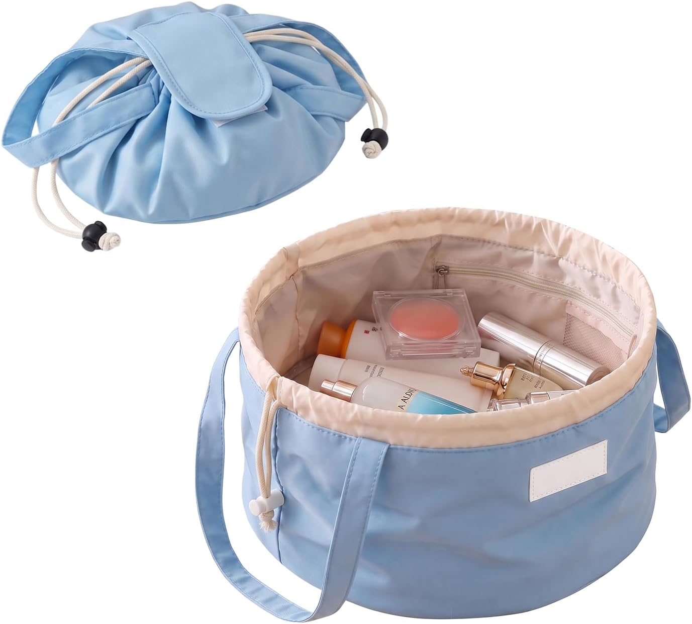 1 Pack Drawstring Toiletry Bag, Large Makeup Bag, Skincare Bag, Makeup Pouch, Drawstring Cosmetic Organizer For Travel Gym Household Dorm Daily Storage