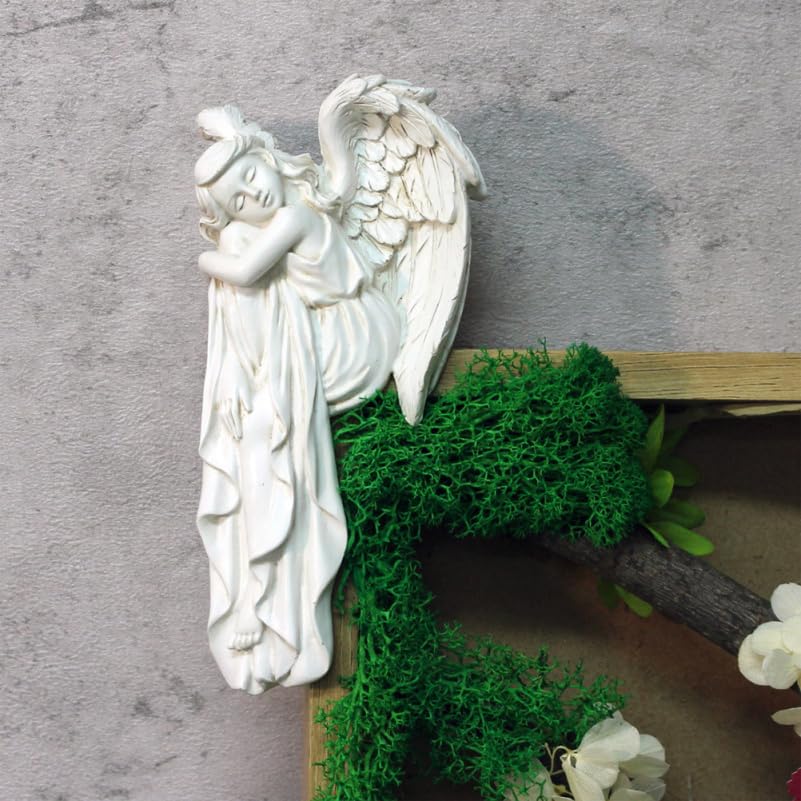 DOITOOL Türrahmendekoration Engel 2Er Set Schlafende Engel Figuren Aus Resin Klassische Engelsornamente Für Wohnkultur Fensterdeko Und Weihnachtsdeko Links Und Rechts 6.30X3.15X1.46 Zoll