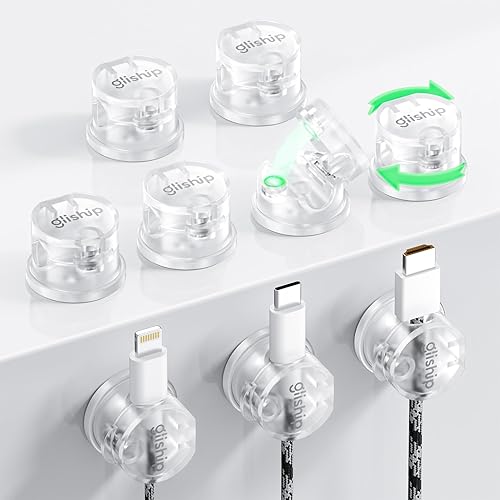 Paquete de 9 clips magnéticos para cables, organizador de cables giratorio de 360 mejorado, soporte de cable magnético fuerte, soporte de alambre