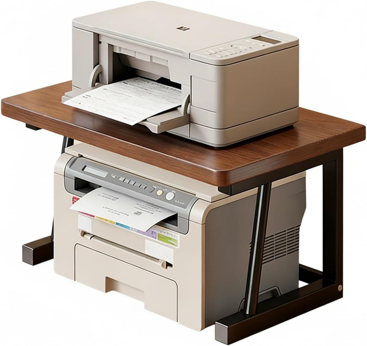Desktop Printer Stand, 2-Tier Printer Table, Multi-Purpose Desk Organizer for Home Office, Under Desk Open Organizer Shelf, for Home Office(Brown,18.9x11.81in)