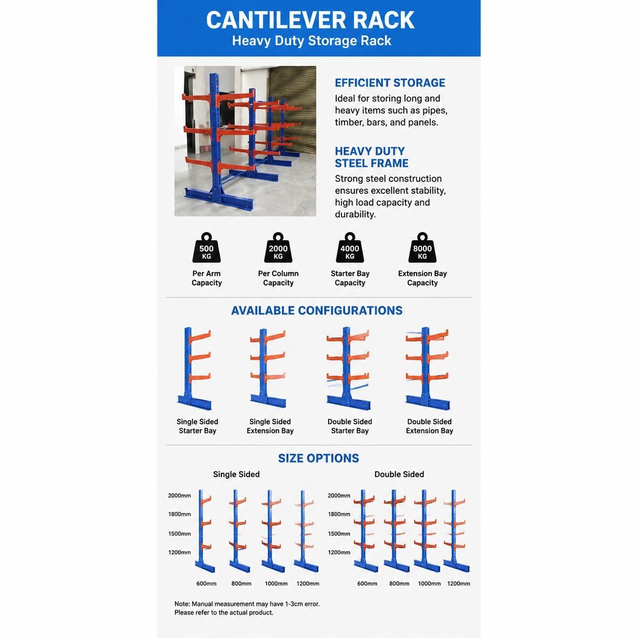 Rayonnage Cantilever Structure Acier pour Entrepôt