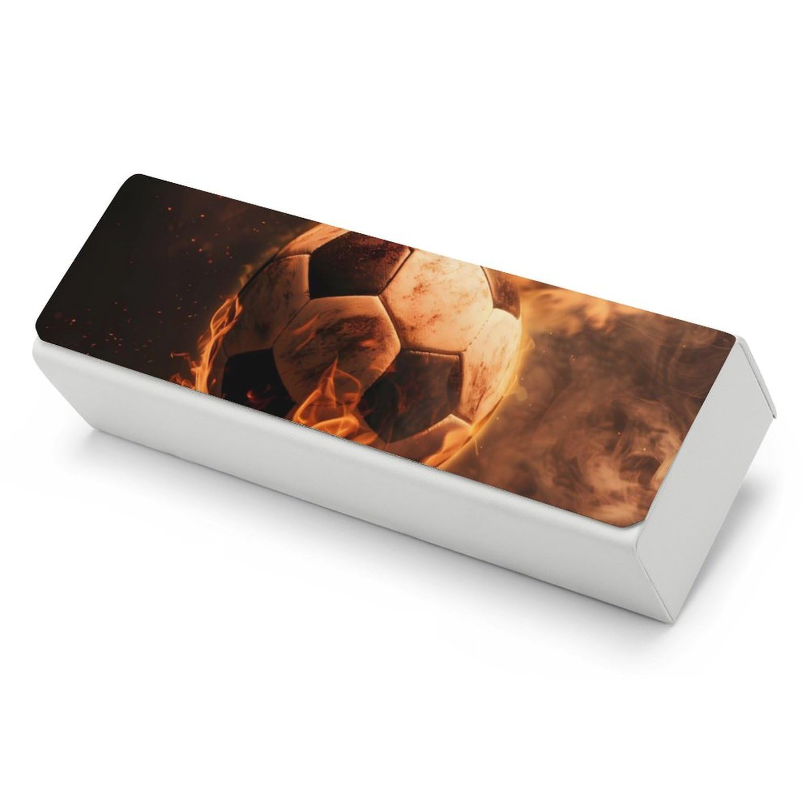 Burning Football Soccer Sport Leather Glasses Case Fashion Hard Shell Portable Sunglass Organizer Eyeglasses Case for Mens Women