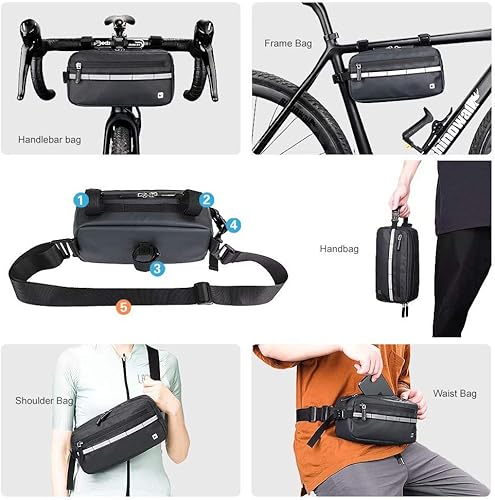 Miniatura 7 de Rhinowalk Bolso de manillar de bicicleta multifunción Bolsa frontal 3L Bolsa de marco de bicicleta Bolsa de hombro impermeable Bolso de cintura